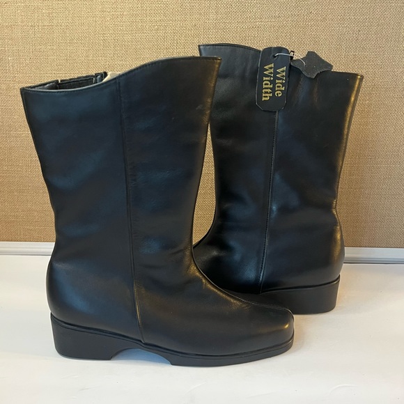 PEERAGE Simone Wide Width Leather Black Boot Size 7.5 Wide Width - Picture 13 of 13
